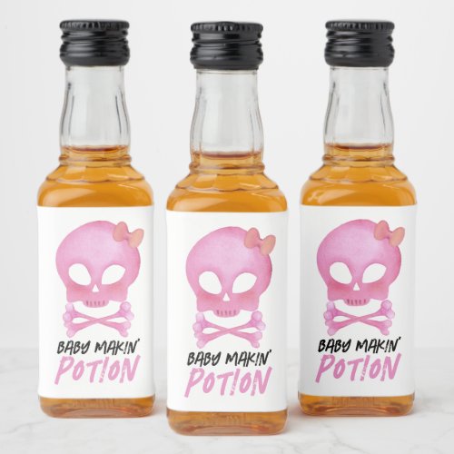 Cute Baby Makin Potion Halloween Baby Shower  Liquor Bottle Label