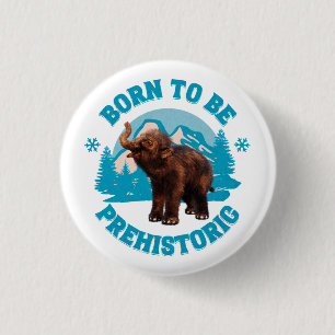 Cute Baby Mammoth Prehistoric Kids Birthday Button