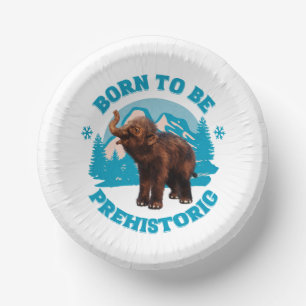 Cute Baby Mammoth Prehistoric Kids Birthday Paper Bowls