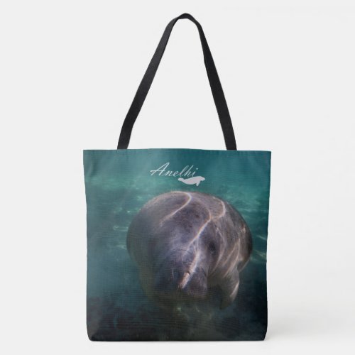 Cute baby manatee all over tote bag