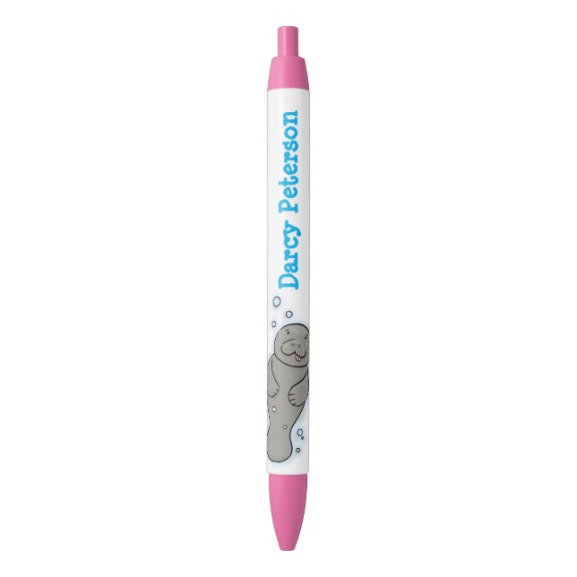 Cute baby manatee cartoon illustration pen (Front Vertical)