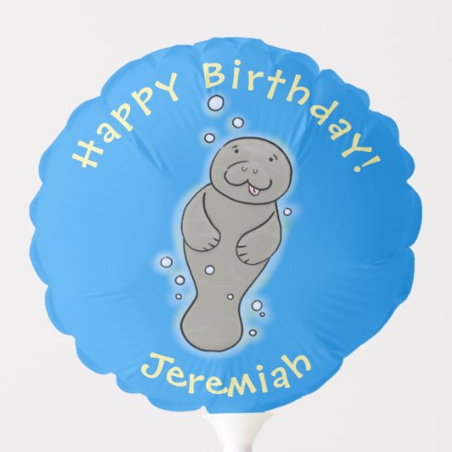 Cute baby manatee personalised birthday balloon