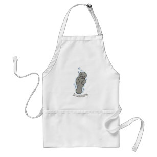 Cute baby manatee with bubbles illustration adult apron