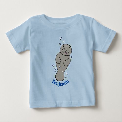 Cute baby manatee with bubbles illustration baby T_Shirt