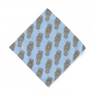 Cute baby manatee with bubbles illustration bandana
