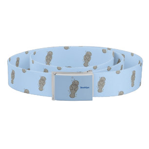 Cute baby manatee with bubbles illustration belt