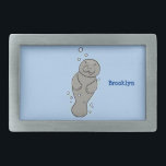 Cute baby manatee with bubbles illustration belt buckle<br><div class="desc">Manatee greetings! This cute baby sea cow is happy in the calm shallows. Fun for manatee fans!</div>