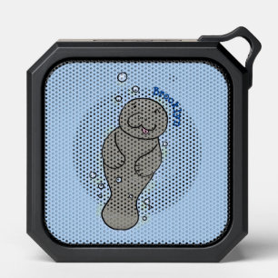 Cute baby manatee with bubbles illustration bluetooth speaker