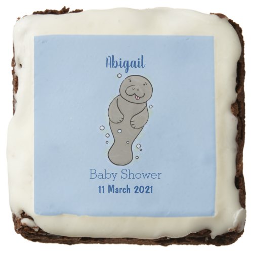 Cute baby manatee with bubbles illustration brownie