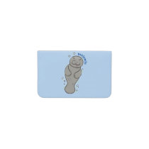 Cute baby manatee with bubbles illustration card holder