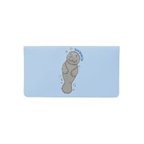 Cute baby manatee with bubbles illustration checkbook cover