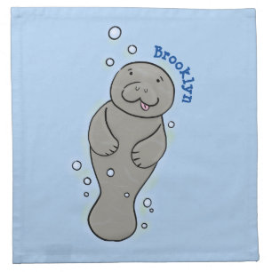 Cute baby manatee with bubbles illustration cloth napkin