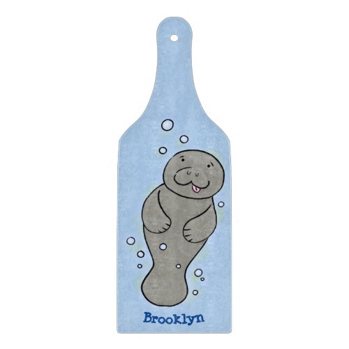 Cute baby manatee with bubbles illustration cutting board