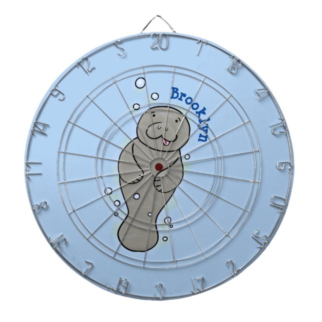 Cute baby manatee with bubbles illustration dart board (Front)
