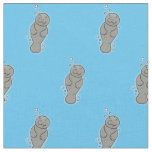 Cute baby manatee with bubbles illustration fabric