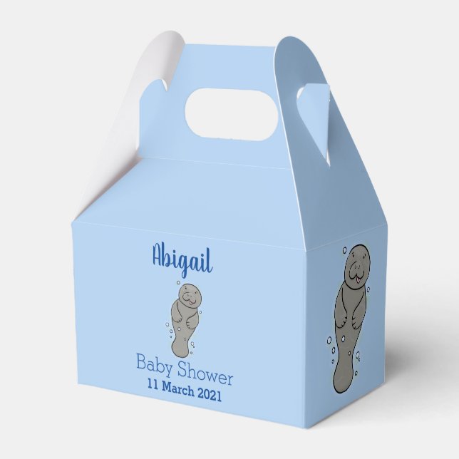 Cute baby manatee with bubbles illustration favor boxes (Front Side)