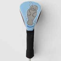 Cute baby manatee with bubbles illustration
