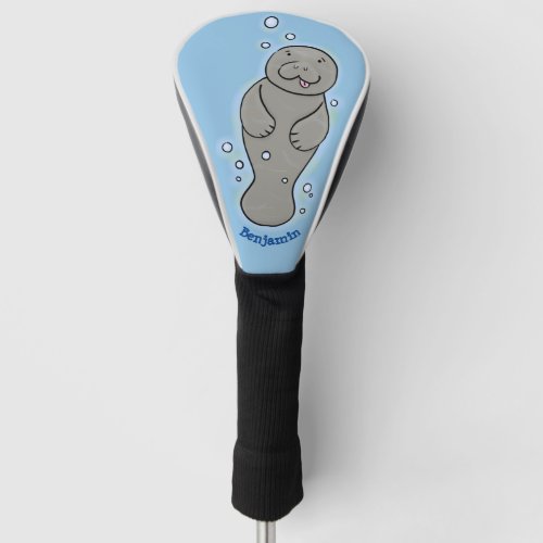 Cute baby manatee with bubbles illustration golf head cover