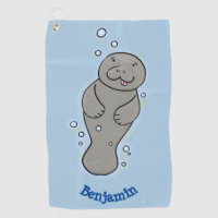 Cute baby manatee with bubbles illustration