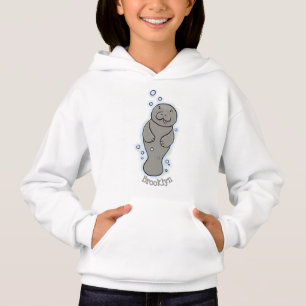 Cute baby manatee with bubbles illustration hoodie