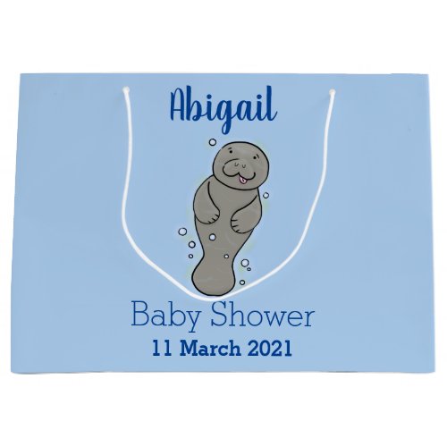 Cute baby manatee with bubbles illustration large gift bag