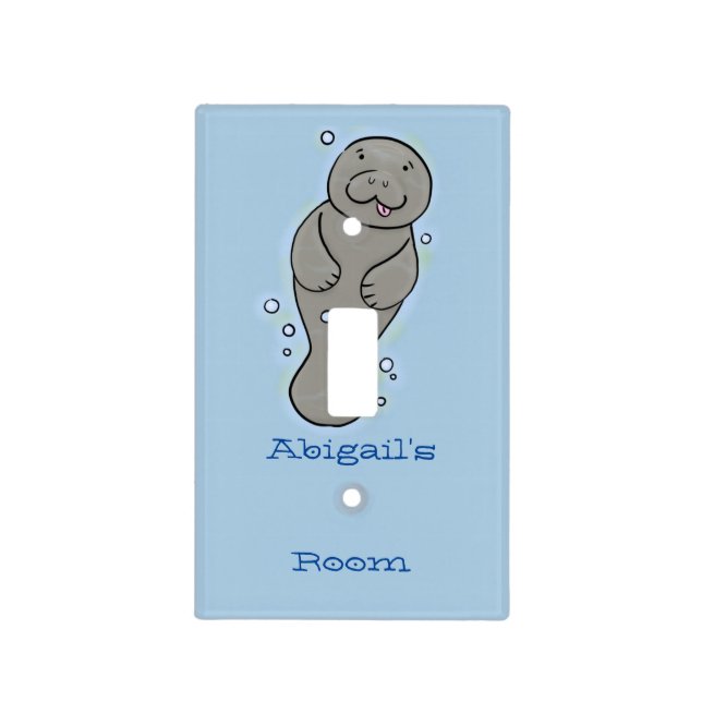 Cute baby manatee with bubbles illustration  light switch cover (Front)