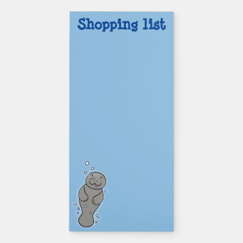 Cute baby manatee with bubbles illustration magnetic notepad