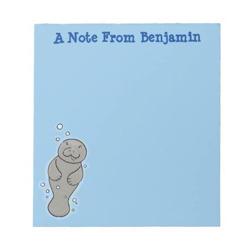 Cute baby manatee with bubbles illustration notepad
