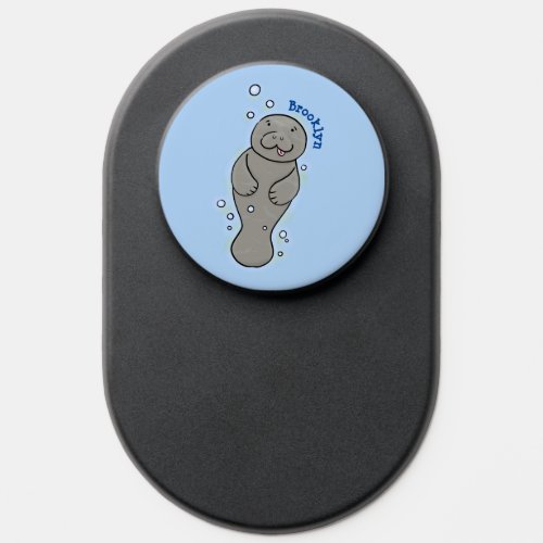 Cute baby manatee with bubbles illustration PopSocket
