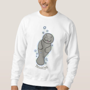Cute baby manatee with bubbles illustration sweatshirt