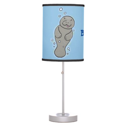 Cute baby manatee with bubbles illustration table lamp