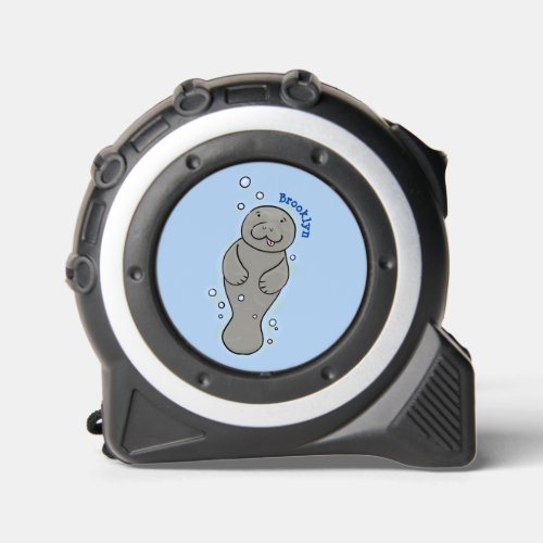 Cute baby manatee with bubbles illustration tape measure