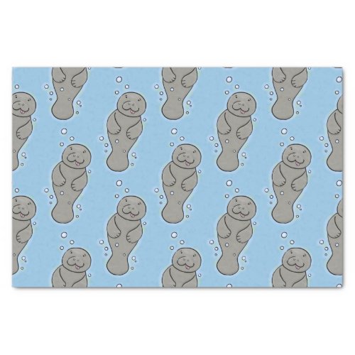 Cute baby manatee with bubbles illustration tissue paper