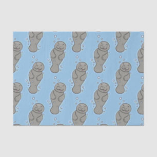 Cute baby manatee with bubbles illustration tissue paper