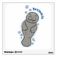 Cute baby manatee with bubbles illustration