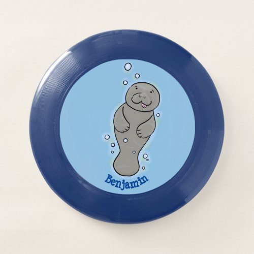 Cute baby manatee with bubbles illustration Wham_O frisbee