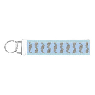Cute baby manatee with bubbles illustration wrist keychain