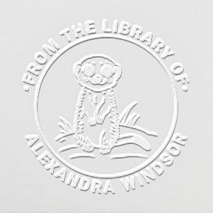 Cute Baby Meerkat Standing Library Book Name Embosser