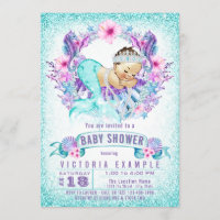 Cute Baby Mermaid Baby Shower Invitation