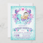 Cute Baby Mermaid Baby Shower Invitations (Front)