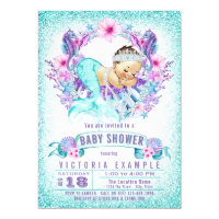 Cute Baby Mermaid Baby Shower Invitations