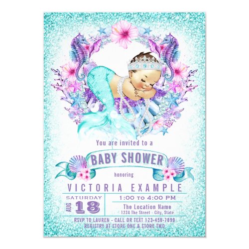 baby shower invitations girl mermaid