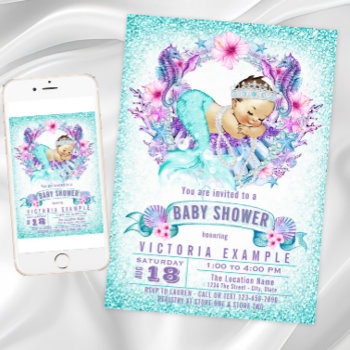 Cute Baby Mermaid Baby Shower Invitations by The_Baby_Boutique at Zazzle