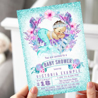 Cute Baby Mermaid Baby Shower Invitations