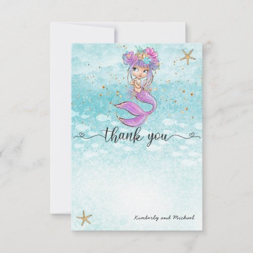 Cute Baby Mermaid Birthday  Baby Shower Thank You Card