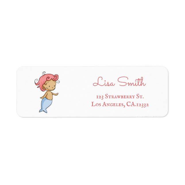 Cute Baby Mermaid Return Address Label (Front)