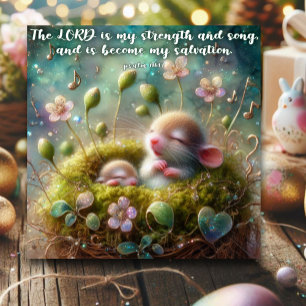 Cute Baby Mice Flowers Psalms Verse Easter Holiday Card