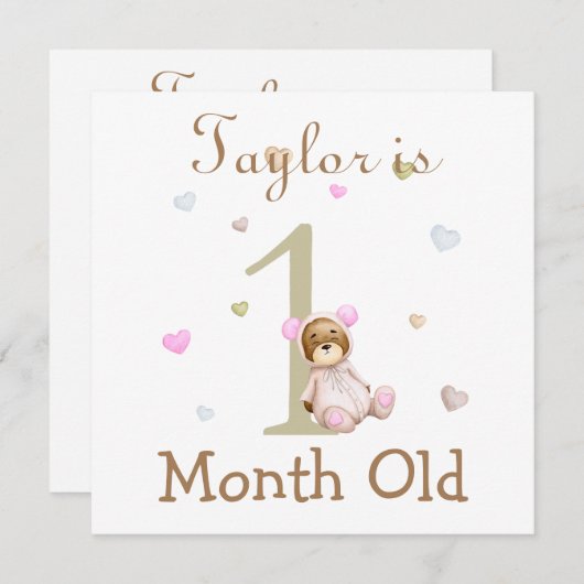 Cute Baby Milestone Marker 1 and 2 Months Old (Front/Back)