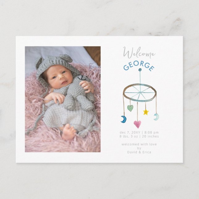 Cute Baby Mobile Photo Baby Announcement (Front)