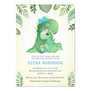 Cute Baby Mommy Dinosaur Boy Baby Shower Sprinkle Invitation